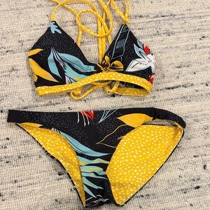 Hurley Black and Yellow Bikini
